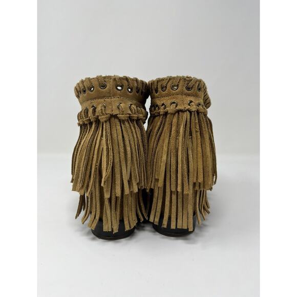 ZARA Suede Fringe Boho Ankle Boots US 8/EU 39 Boho Brown EUC Tassled - Picture 5 of 16